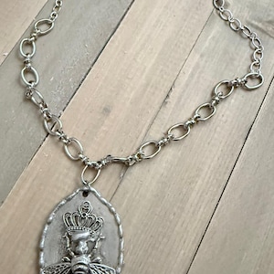 Extra large soldered Queen Bee Spoon pendant on large ball chain, unique jewelry