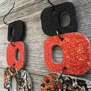 Leather earrings, colorful leather earrings, geometric shape leather earrings, dangle leather earrings, earrings image 8