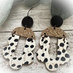 Leather earrings, cork earrings, geometric mini earrings, mini leather earrings, earrings