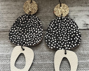 Leather earrings, cork earrings, mini Lea earrings, dangle leather earrings, geometric shape earrings, earrings, women’s jewelry