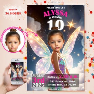 Personalized Princess Birthday Invitation with Photo - Digital Invitation for Girls - Digital and Printable Invitation (ENG/FR)