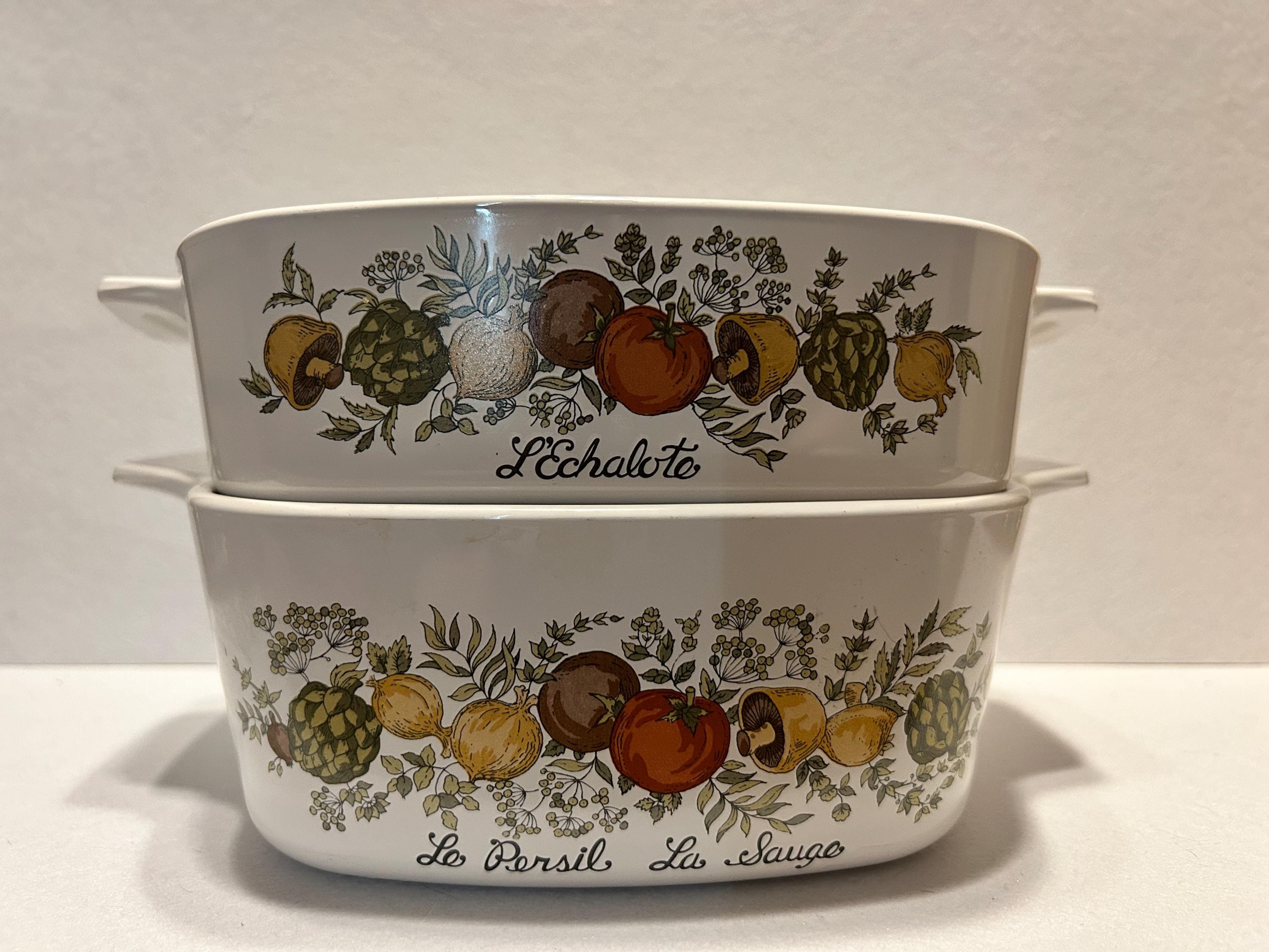 Vintage Corning Ware Spice of Life Casserole Dishes - French Vegetable Set