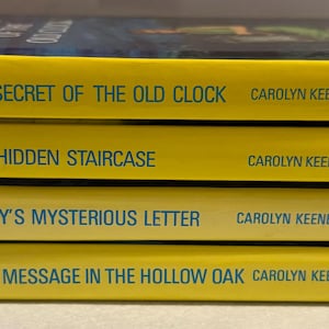 Vintage Nancy Drew Mystery Book Set (4 Hardcovers, Yellow Spine) – Carolyn Keene – Grosset & Dunlap Classic Kids Detective Series