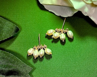 Van Gogh inspiriert echte Perle baumeln Ohrringe. Echtes Gold überzogen. Kunst Inspiriert Jewelry.Summer Blumen Schmuck. Echte Perlen Geschenk für sie
