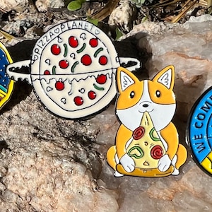 ピザピンギフトセット | ピザフードピン | エナメル | ピン1本または4本セット + ギフトバッグを選択