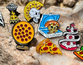 Ultimate Pizza Pin Bundle Lot of 8 Food Pins Pizza Lovers Gift Set + Gift Bag