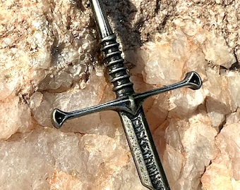 Sterling Silver Broken Sword Cross Necklace - Anduril
