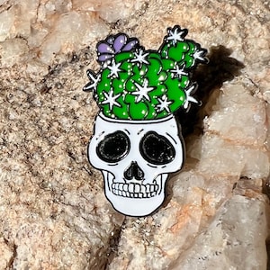 Schedel Cactus Vetplanten Planter Emaille Pin