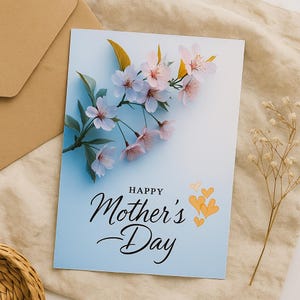 Tarjeta del Feliz Día de la Madre, tarjeta floral hecha a mano para mamá, esposa y abuela, regalo personalizado para el Día de la Madre para ella, mensaje emotivo en el interior.