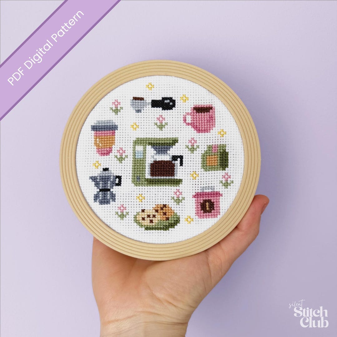 Mini Coffee Cross Stitch Pattern PDF – Cute Coffee Lover Design With 8 ...