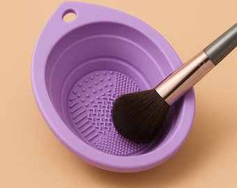 Set of 3 – Portable Silicone Brush Cleaner Bowls | Foldable Makeup Cleaning Mats for Brushes & Sponges