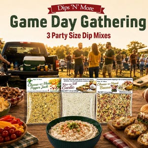 Game Day Dip Mix Collection, 3 Party Size Flavors, Bacon, Garlic and Pepper Jack