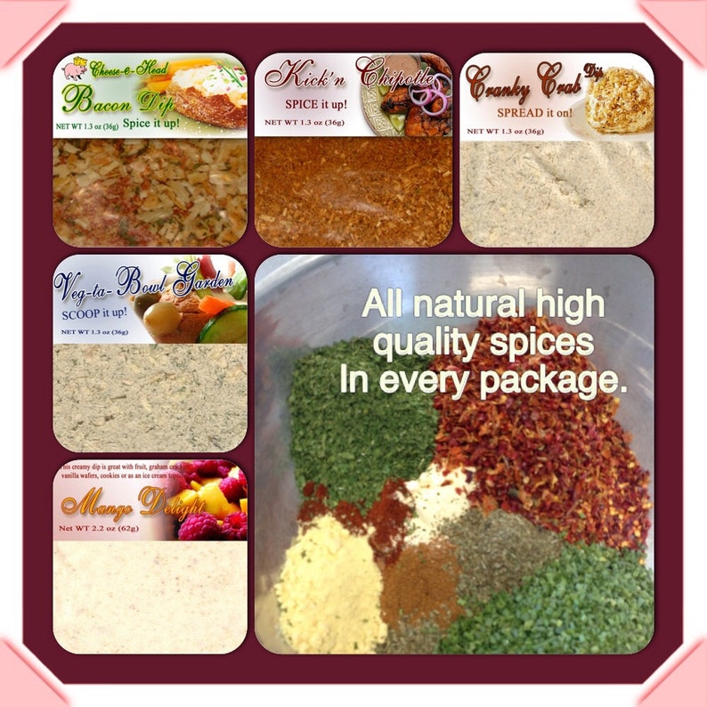 6 dry dip mixes hand blended Party dip mixes seasoning Etsy