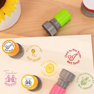 Sello personalizado para docentes, sellos con nombre personalizado, sello de regalo personalizado para docentes, sellos con comentarios para docentes, sellos para el aula, sellos bonitos, regalos