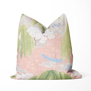 Árbol de sauce Thibaut en rubor, cojín de diseño, almohada floral, sala de estar, dormitorio, cojín decorativo,