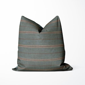 Lee Jofa Haddon Stripe Pillow Cover: Aqua Designer Throw Cushion