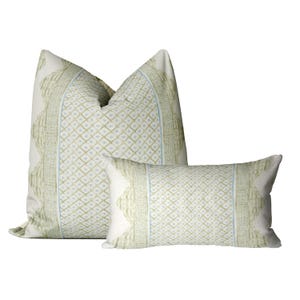 Lee Jofa - Whitaker Print - Sage Aqua Pillow Cover, Floral Designn Pillow, Designer Bed Pillow