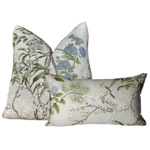 Thibaut - Katsura in Cream Lavender - Ivory Taupe Lilac Pillow Cover, Floral Desisgn Pillow, Designer Bed Pillow