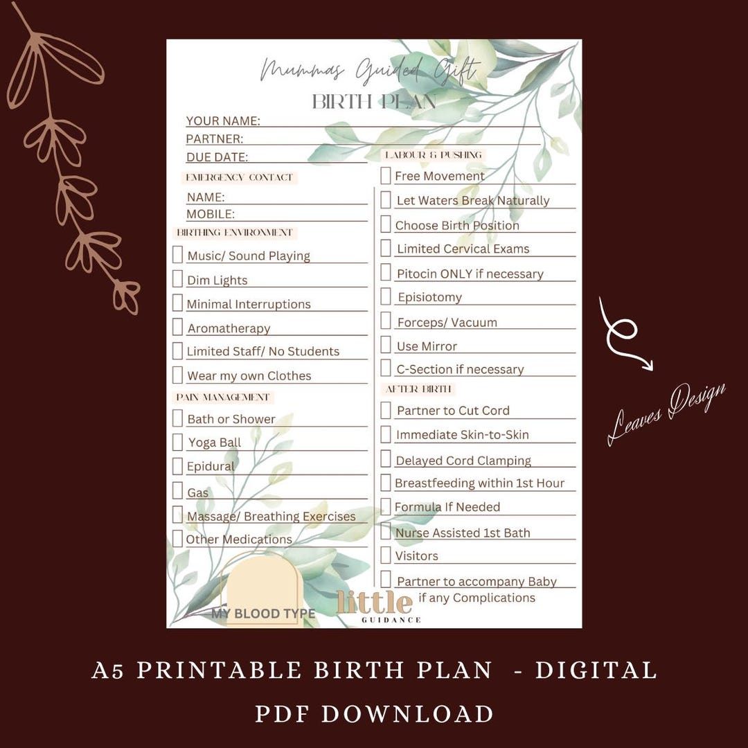 Birth Plan | Pregnancy Birth Plan | Hospital Birth Plan | Birth Plan ...