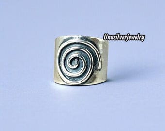 Anello a spirale in argento sterling 925 - Gioielli minimalisti fatti a mano - Anello a spirale per donna - Gioielli per Pasqua e festa della mamma - Regalo unico per lei