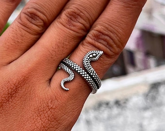 Anillo de serpiente ajustable de plata, anillo de serpiente, joyería de serpiente, anillo ajustable, anillo de plata, anillo de moda, anillo de serpiente, anillo de serpiente de plata, anillo de plata de serpiente