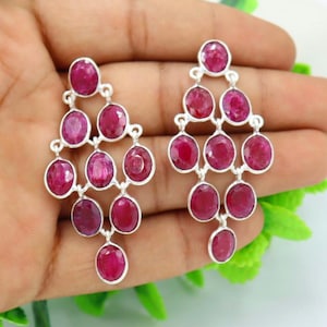 Genuine Kashmir Pink Ruby Earrings, 925 Sterling Silver Gemstone Earrings, Stud Silver Earrings, Handmade Earrings For Women, Ruby Jewelry