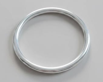 Handmade Heavy Sterling Silver Bangle Bracelet, Chunky Silver Jewelry
