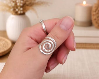 925 Sterling Silver Spiral Ring - Handmade Minimalist Jewelry - Swirl Ring for Women - Easter & Mother’s Day Gift-Unique Ring, Gift for Her