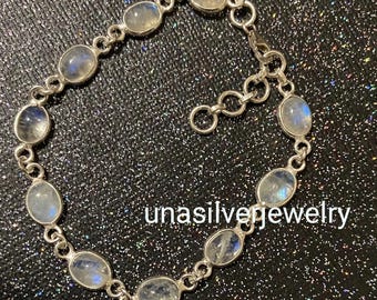 Moonstone Bracelet, 925 Sterling Silver Bracelet, Moonstone Gemstone Bracelet, Handmade Jewelry Bracelet, Gift For her, Birthday Bracelet