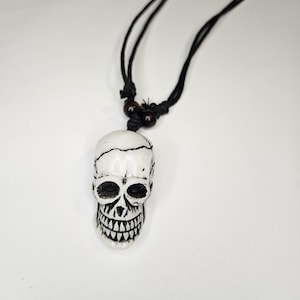 Skull Pendant Necklace Black Cord