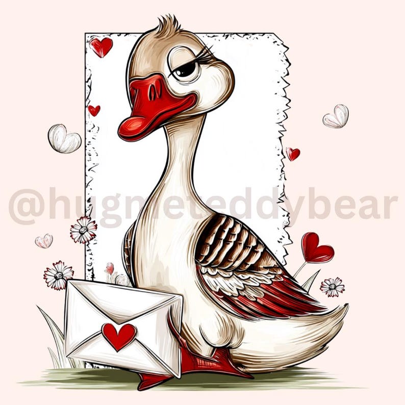 Goose Envelope 26 Pngs - Watercolor Funny Valentine Goose Clipart – Love Geese ...
