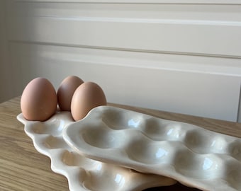 Handmade Ceramic Egg Holder, Food-Safe Glaze