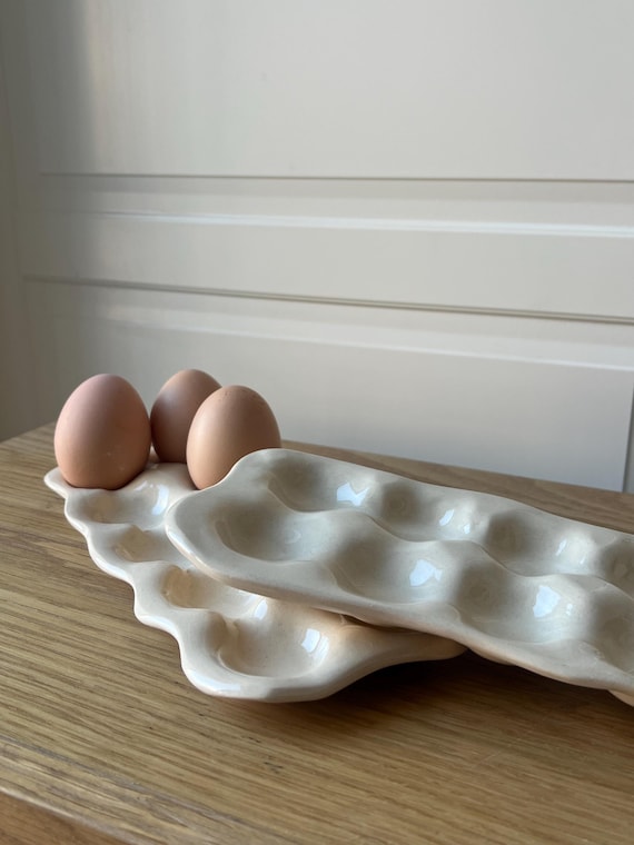 Handmade Ceramic Egg Holder, Food-Safe Glaze