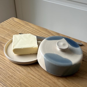 Handmade ceramic stoneware butter dish