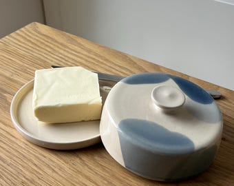 Handmade ceramic stoneware butter dish