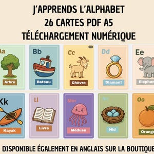 Printable French Alphabet Cards + A-Z Tracing Sheets | Montessori Cards | Learning Letters for Preschoolers | Digital PDF