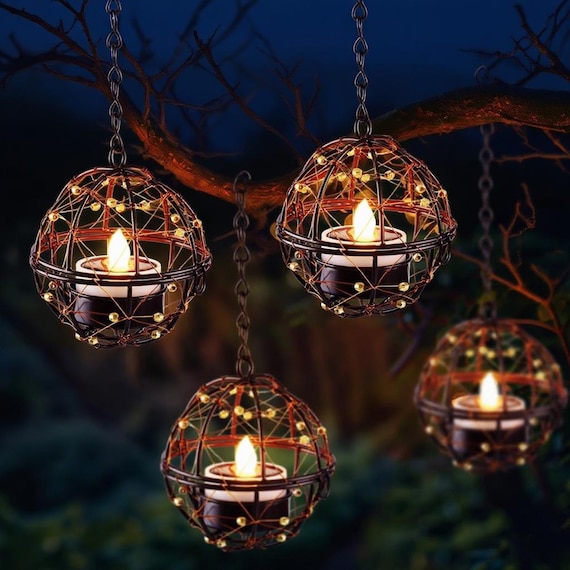 3Pack Waterproof Solar Light Hanging Lanterns, Decorative Outdoor Hanging Lights for Garden, Outdoor Solar Lights for Yard
