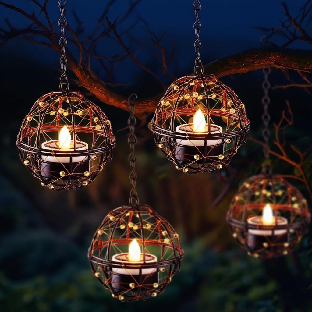 4Pack Waterproof Solar Light Hanging Lanterns, Decorative Outdoor Hanging Lights for Garden, Outdoor Solar Lights for Yard, Gifts for Mom