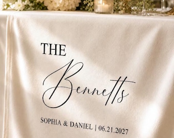Personalized Wedding Table Runner, Sweetheart Table Decor, Linen Reception Sign, Bridal Shower Decor, Last Name Banner, Wedding Head Table