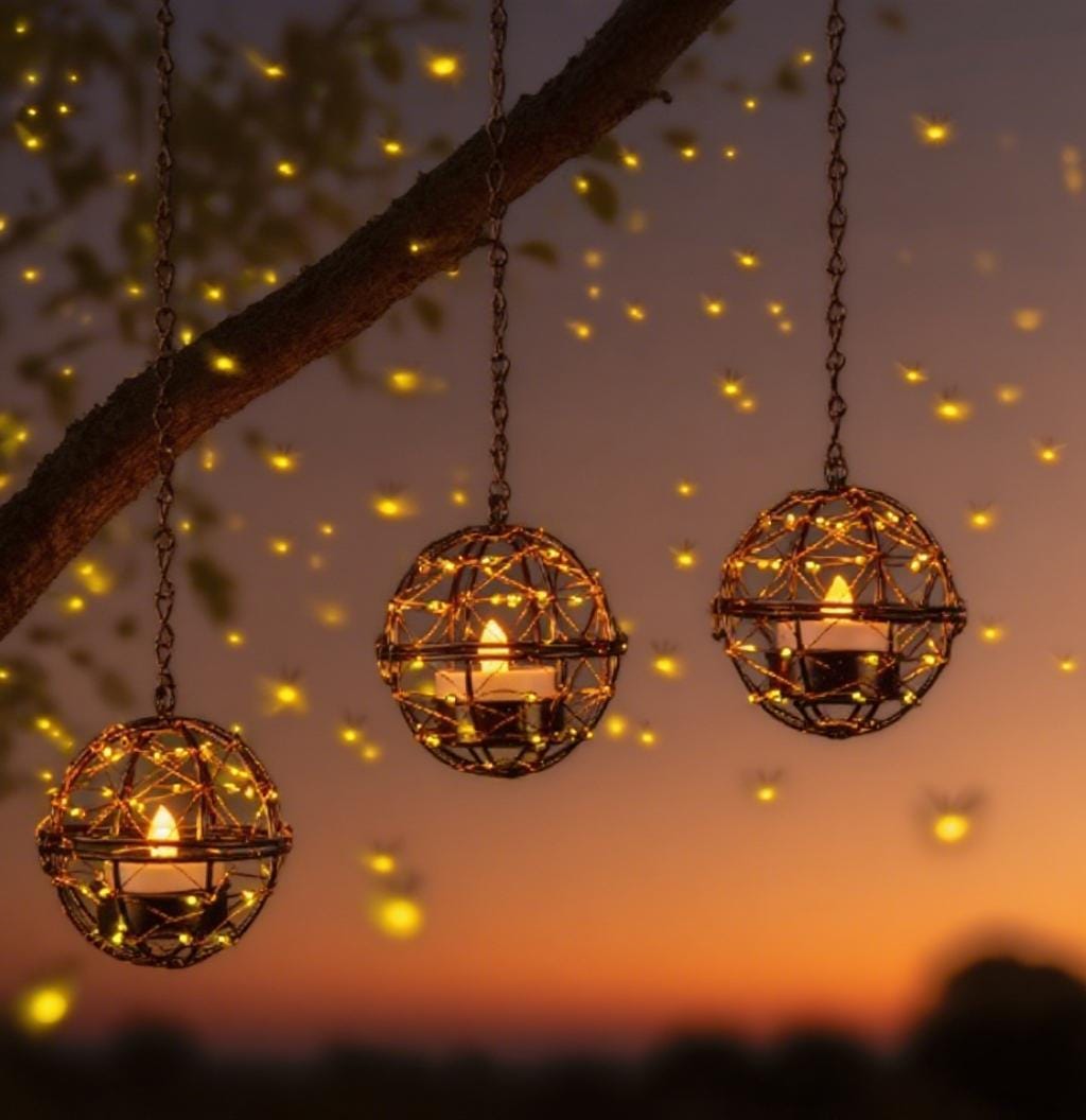 4Pack Waterproof Solar Light Hanging Lanterns, Decorative Outdoor Hanging Lights for Garden, Outdoor Solar Lights for Yard, Gifts for Mom