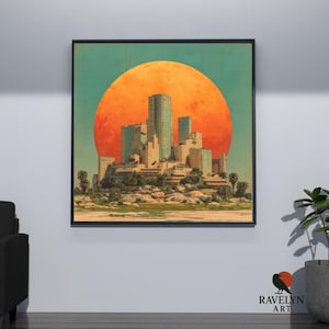 Solarpunk Futuristic Illustration Digital Download, Modern Home & Office Wall Art Decor, Eco-Friendly Sci-Fi Print