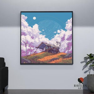 Solarpunk Futuristic Illustration Digital Download, Modern Home & Office Wall Art Decor, Eco-Friendly Sci-Fi Print