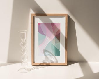 Poster géométrique pastel | Art mural abstrait moderne Mid-Century | Décoration murale minimaliste
