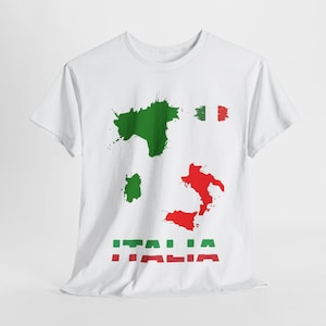 Italia, Unisex Heavy Cotton T-Shirt mit Italia Map Grafik, Italy Pride Shirt, Geschenk für Reiseliebhaber, Lässiges Unisex T-Shirt, SommerMode Top