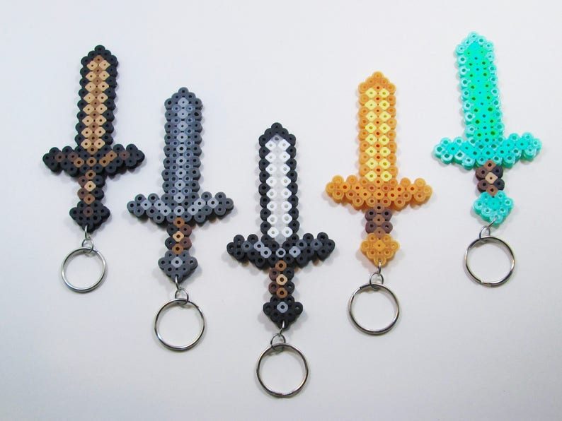 Minecraft Sword Perler Bead Keychain // Minecraft // Etsy