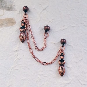 jewelry, earrings, cartilage earrings, cartilage earring, dangle & drop earrings, goddess, goddess earrings, fertility goddess