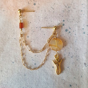 Carnelian Sun Goddess Double Pierced Earring for cartilage or lobe
