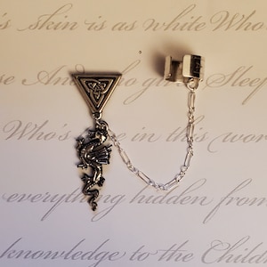 Silver and Gold Celtic Dragon Earring and Ear Cuff dangle earwrap