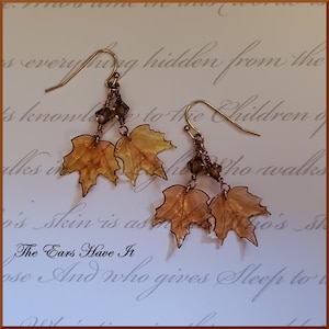 Fall Leaves Gold Earrings Maple Tree Amber Leaf Bright Colorful Autumn Jewelry Halloween & Thanksgiving Day Gift