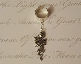 silver dragon ear cuff,dragon ear